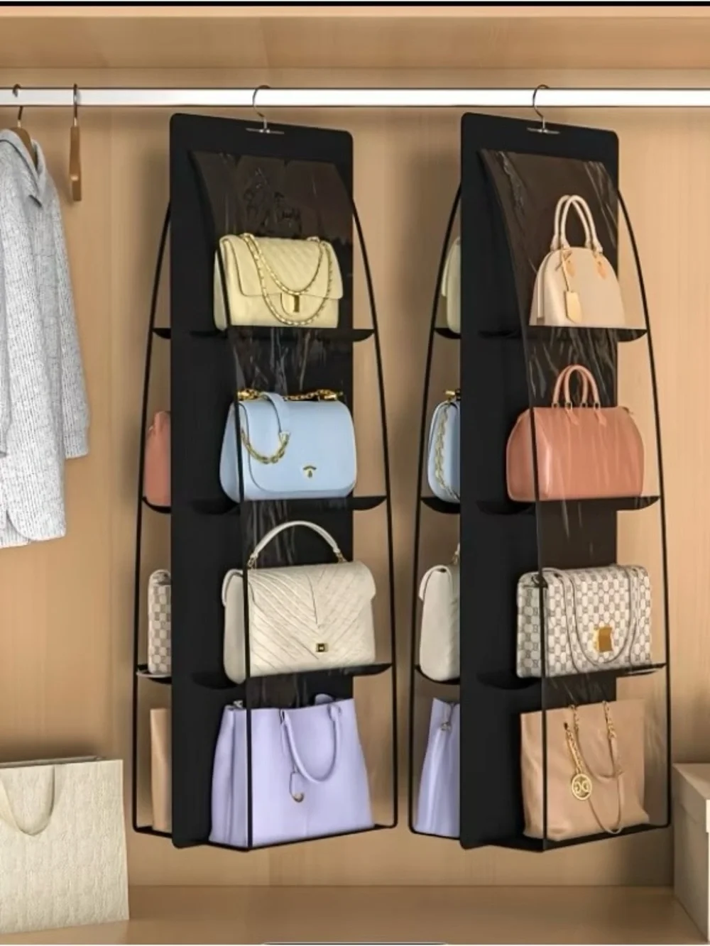 Black Hanging Purse Organizer for Closet - Brand: Amazon